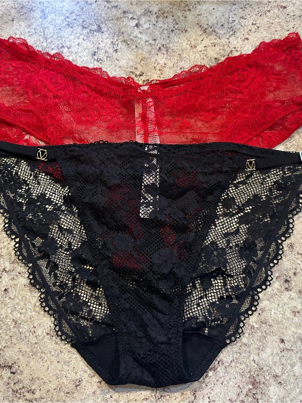 Victoria's Secret Red & Black Lace Bikini Panty Bundle